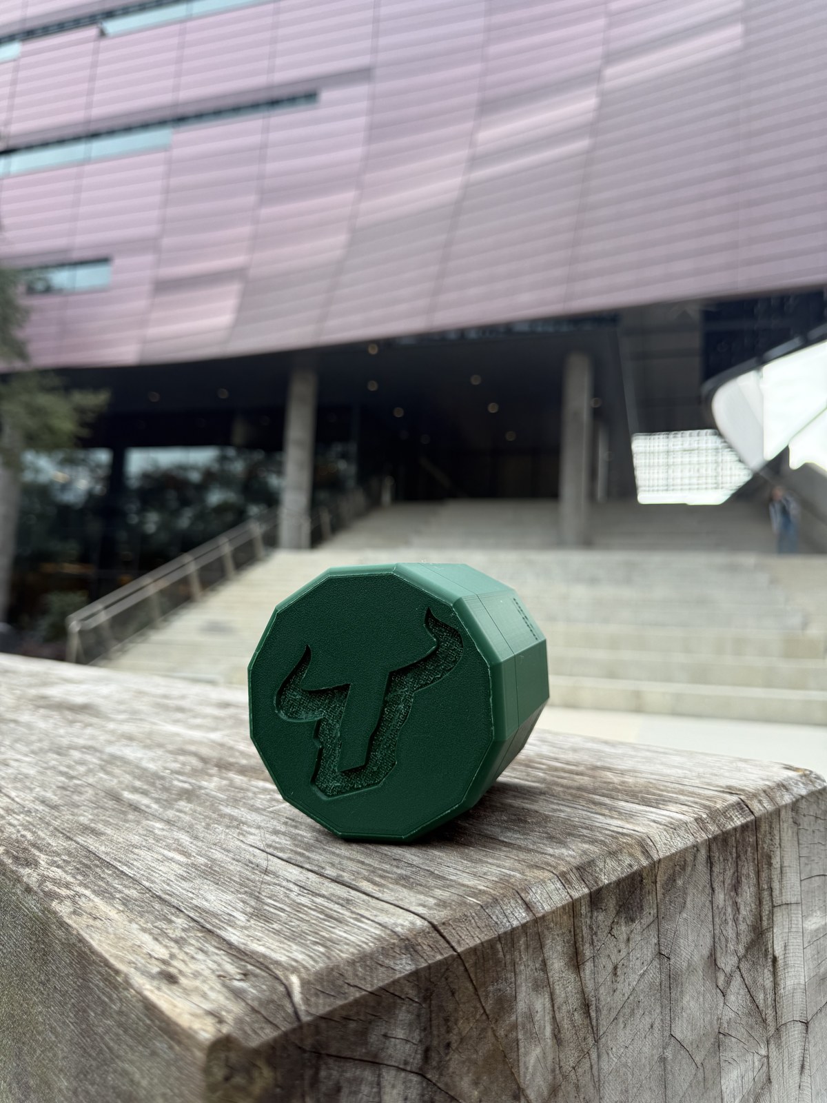 3D-printed twist-on nozzle cover with USF bull logo