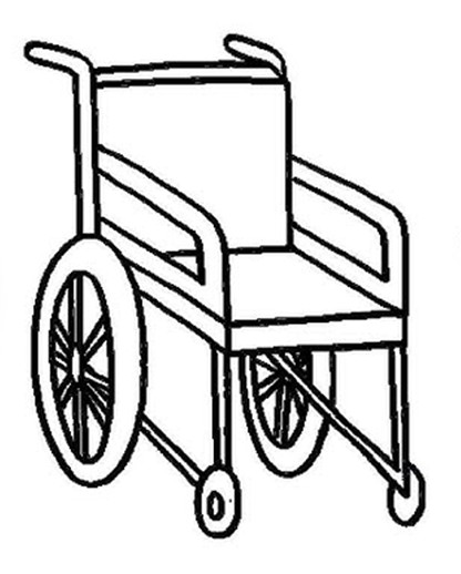 Reference wheelchair line-art sketch used for inspiration