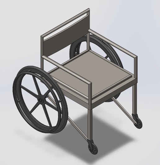 SolidWorks render of the wheelchair assembly